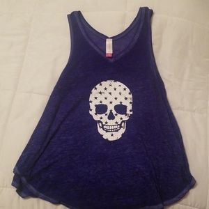 No boundaries blue skull tank top